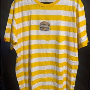 Yellow and White Striped Men’s McDelivery/ Uber Eats Big Mac collectible T Shirt
